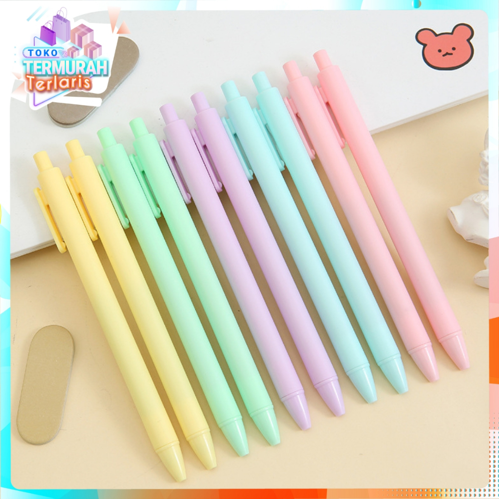 

TTT Pena Cetekan Macaroon Pulpen Warna Pastel Tinta Hitam Alat Tulis Sekolah Kantor Pen Warna Warni Bolpoint Polos Murah