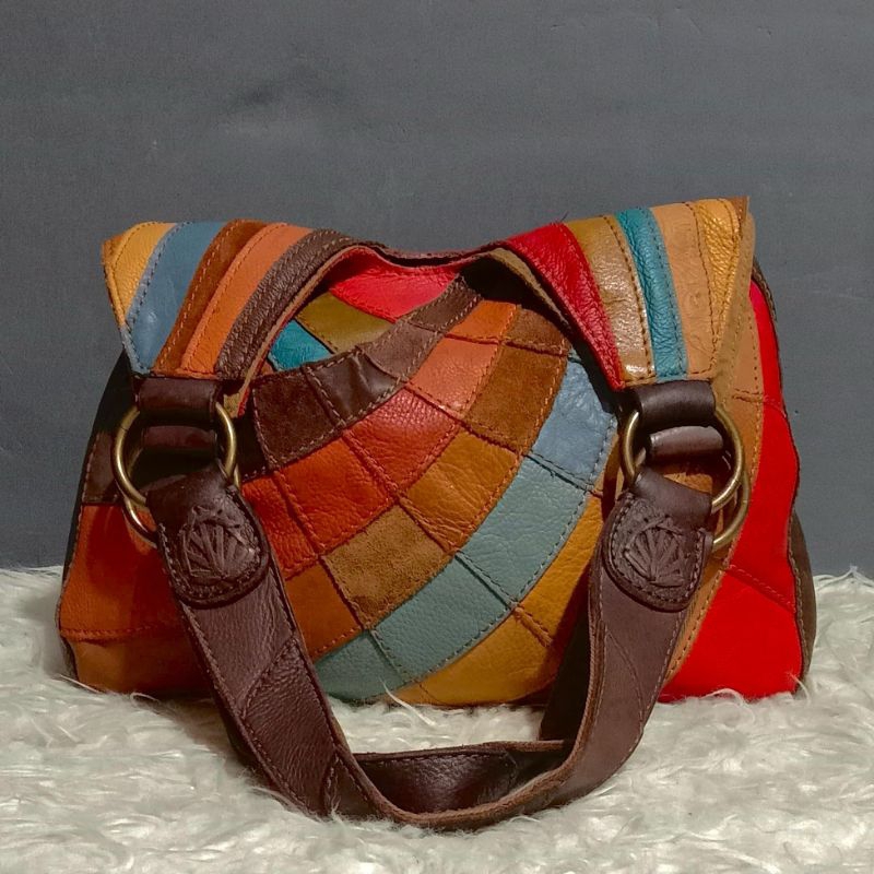 Tas Wanita Hobo / Shoulder Bag Lucky Brand Patchwork Vintage Kulit Asli Second Branded