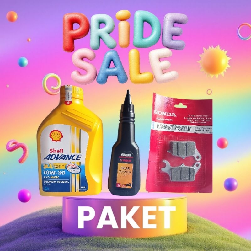 PAKET HEMAT OLI MESIN +OLI GARDAN+KAMPAS REM DEPAN MATIC HONDA VARIO BEAT SCOOPY GENIO