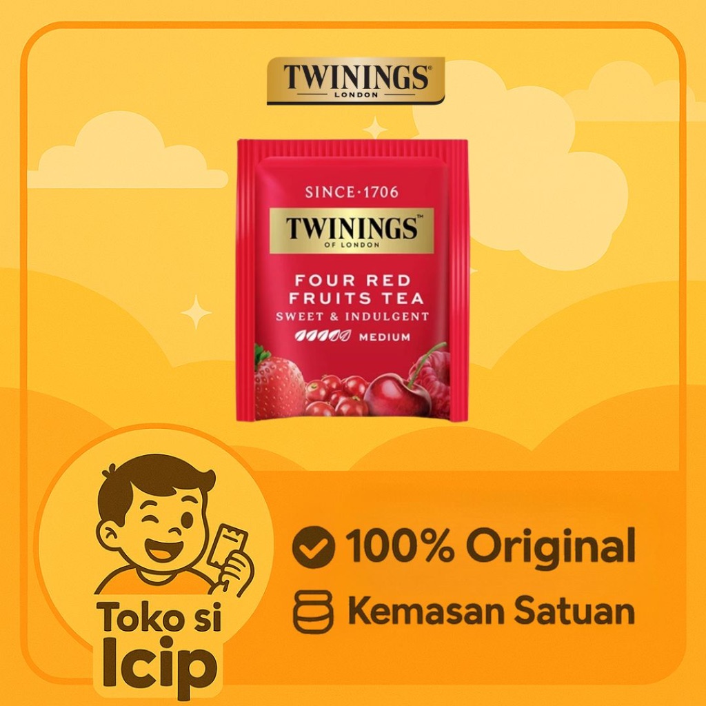 

[Sachet] Twinings Teh Hitam Celup Four Red Fruits Flavoured Tea 2gr Eceran BPOM