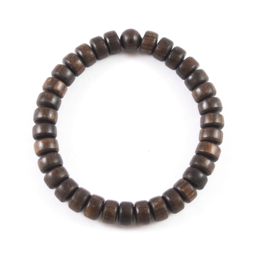 Indah craft-Gelang tasbih kayu Kalimosodo model silinder Tali karet elastis asli natural