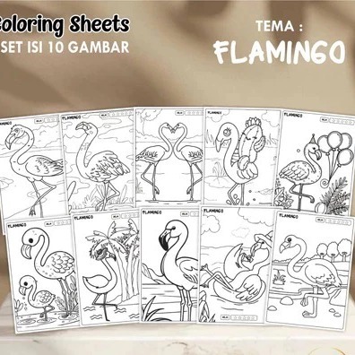 

KERTAS GAMBAR ANAK MEWARNAI KARAKTER FLAMINGO UKURAN A4 - COLORING SHEETS 1 SET ISI 10 GAMBAR