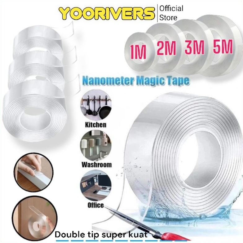 

Tren Double Tape Bening Panjang 5 METER Lakban Bening Super 1M2M3M5M Double Tape Super Kuat