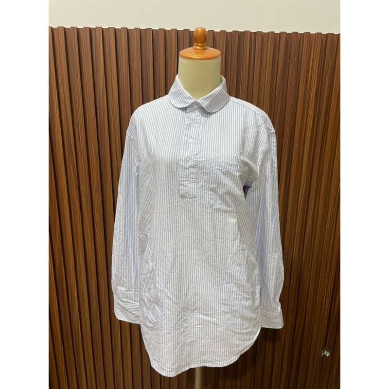 K011 - Kemeja Oversize Garis Biru