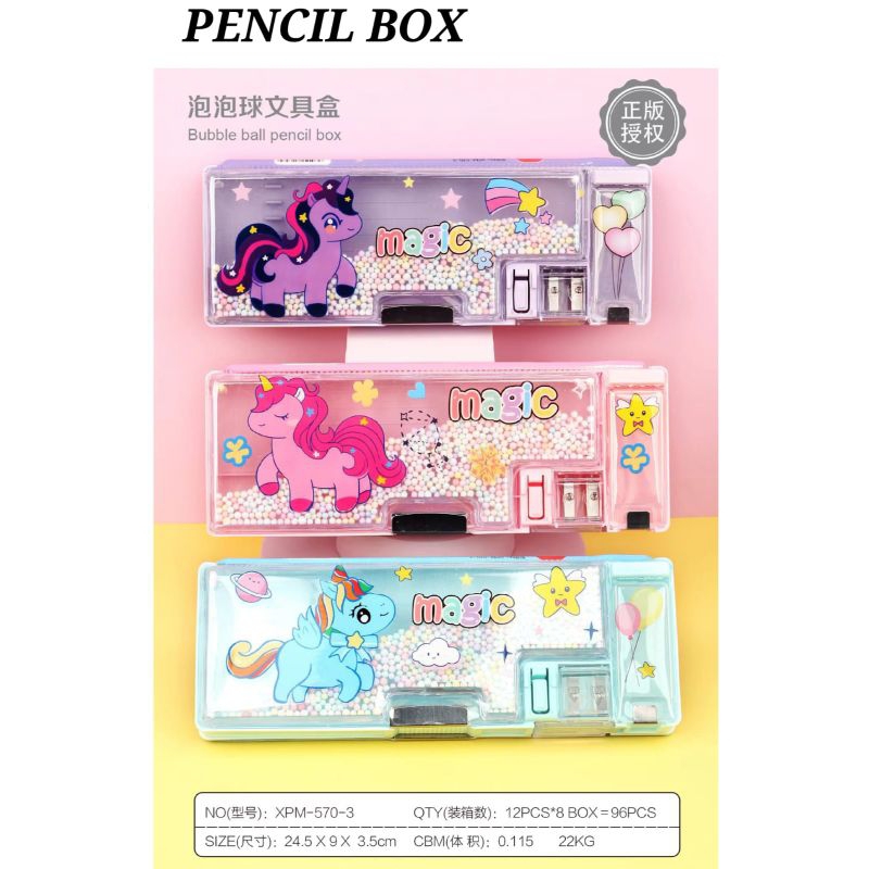 

Kotak pensil springkle/pencil case bola-bola mainan/ tempat pensil unicorn