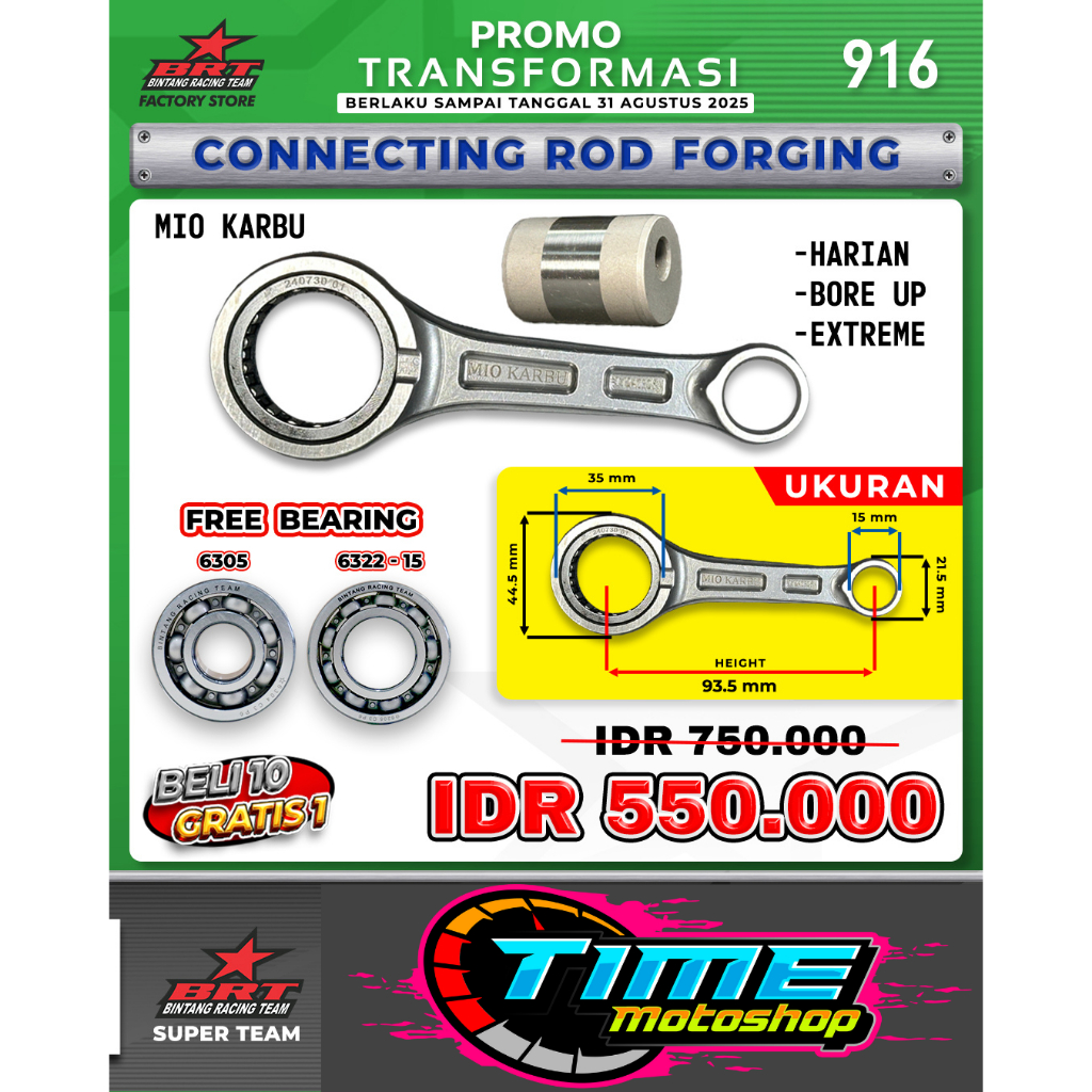 STANG SEHER PISTON CONROD BRT MIO OLD / MIO SOUL / MIO SPORTY / MIO NEW / MIO SMILE / NOUVO FORGED U