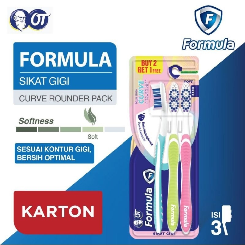 Sikat Gigi Formula isi 3 - Sikat Gigi Dewasa Formula - Sikat Zig Zag Formula isi 3
