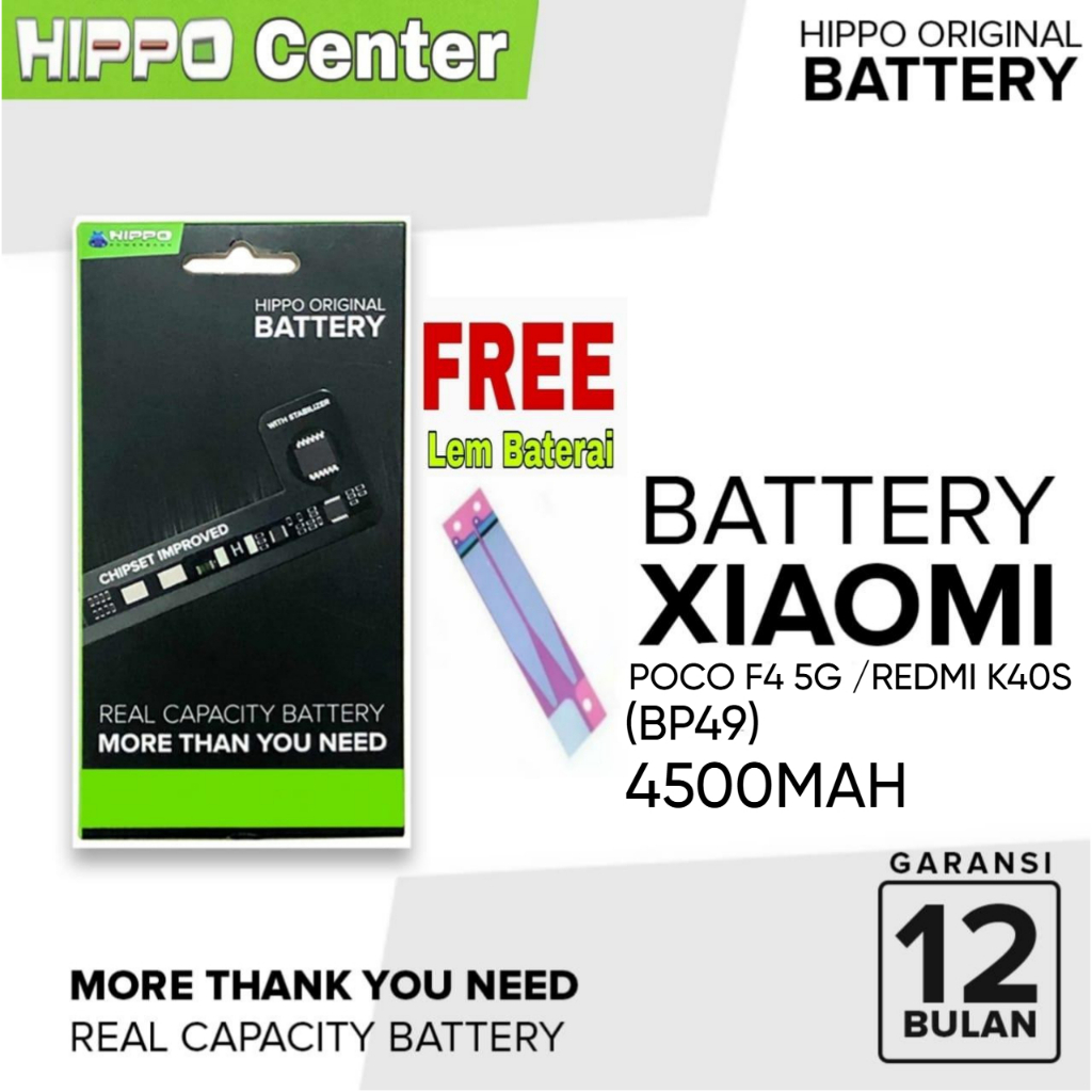 Hippo Baterai XIAOMI POCO F4 5G / REDMI K40S Battery 4500MAH ( BP49 ) ( BP 49 ) ( BP-49 )