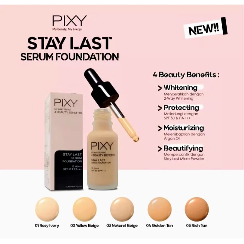 PIXY stay last serum foundation 4 beauty benefits 17 ml - foundation serum pixy - foundation pixy