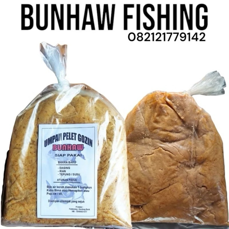 umpan pelet gozin BUNHAW umpan siap pakai umpan galatama ikan lele, bawal, patin