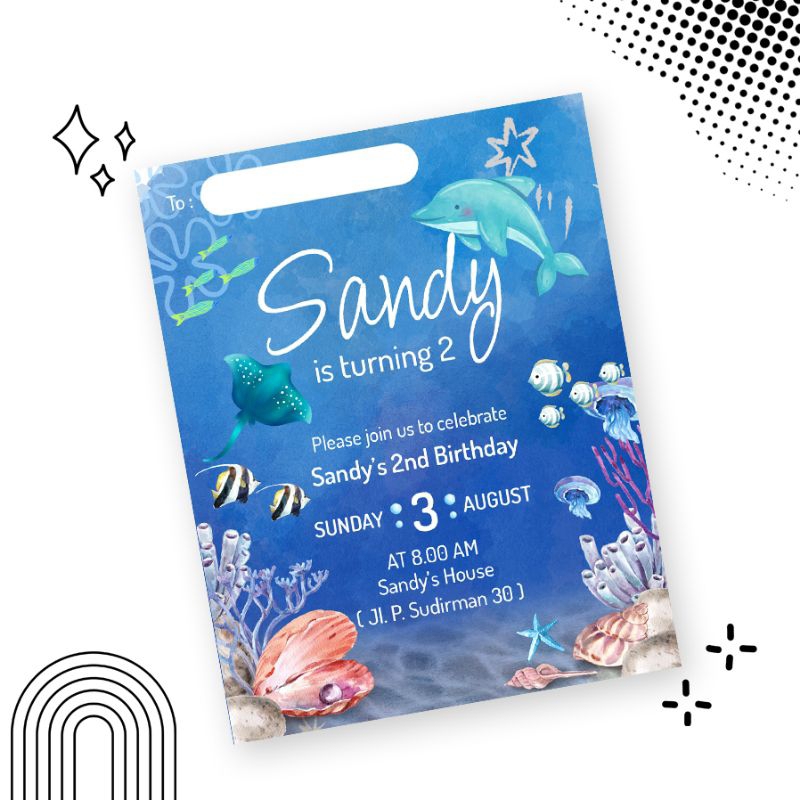 Undangan Ulang Tahun/Tedhak Siten Anak Custom - Tema Under The Sea/Laut
