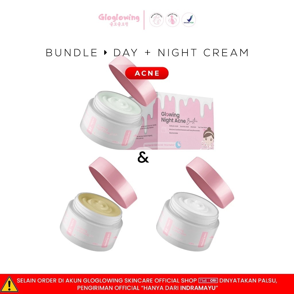 Gloglowing Day + Night Acne Skincare BPOM Aman