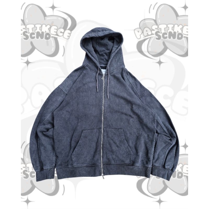 MUSINSA STANDARD HOODIE BOXY DOUBLE ZIPPER Y2K - DIMITRI BLACK ALL SEASON ITEM - HOODIE WASHED