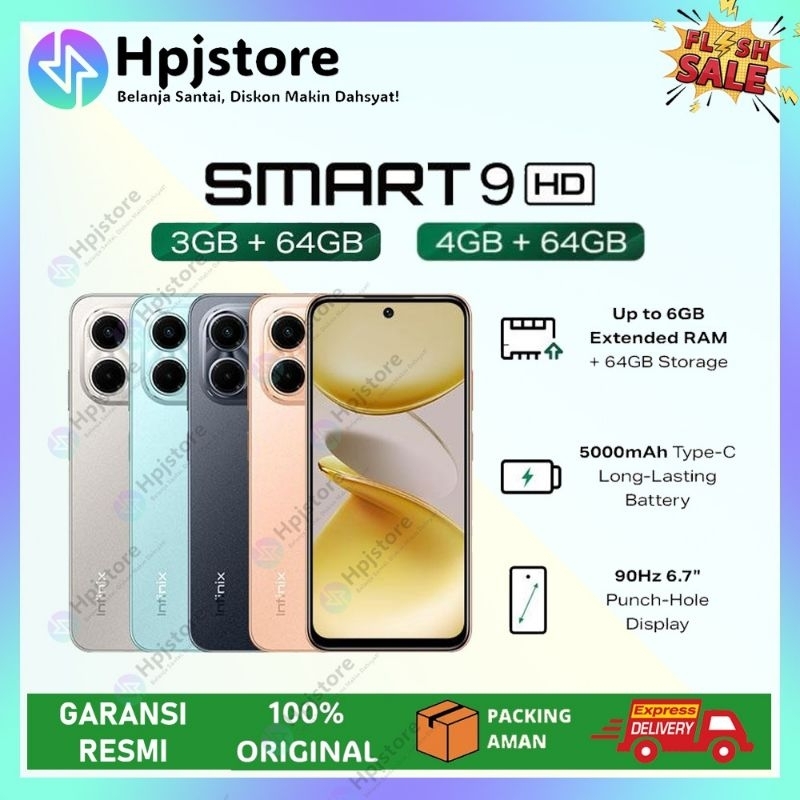 Infinix Smart 9 Ram 3gb+64gb 4gb+64gb 4gb+128gb 6,7 Inch 120Hz Punch Hole Display -Helio G81-Batrai 