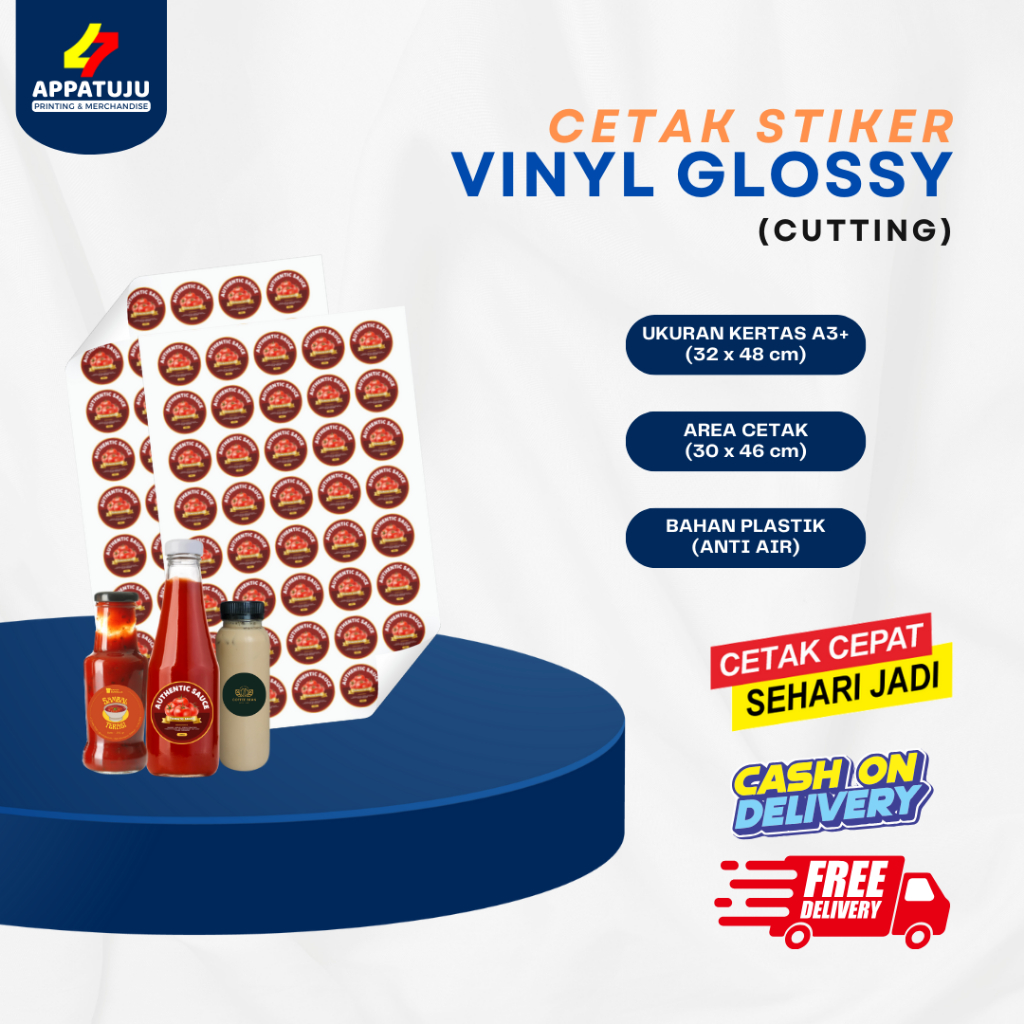 

[CETAK + CUTTING] Stiker Label Kemasan Vinyl A3+