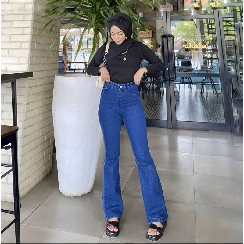 Highwaist Cutbray Jeans Wanita Bawahan Celana Panjang Cewek Dewasa