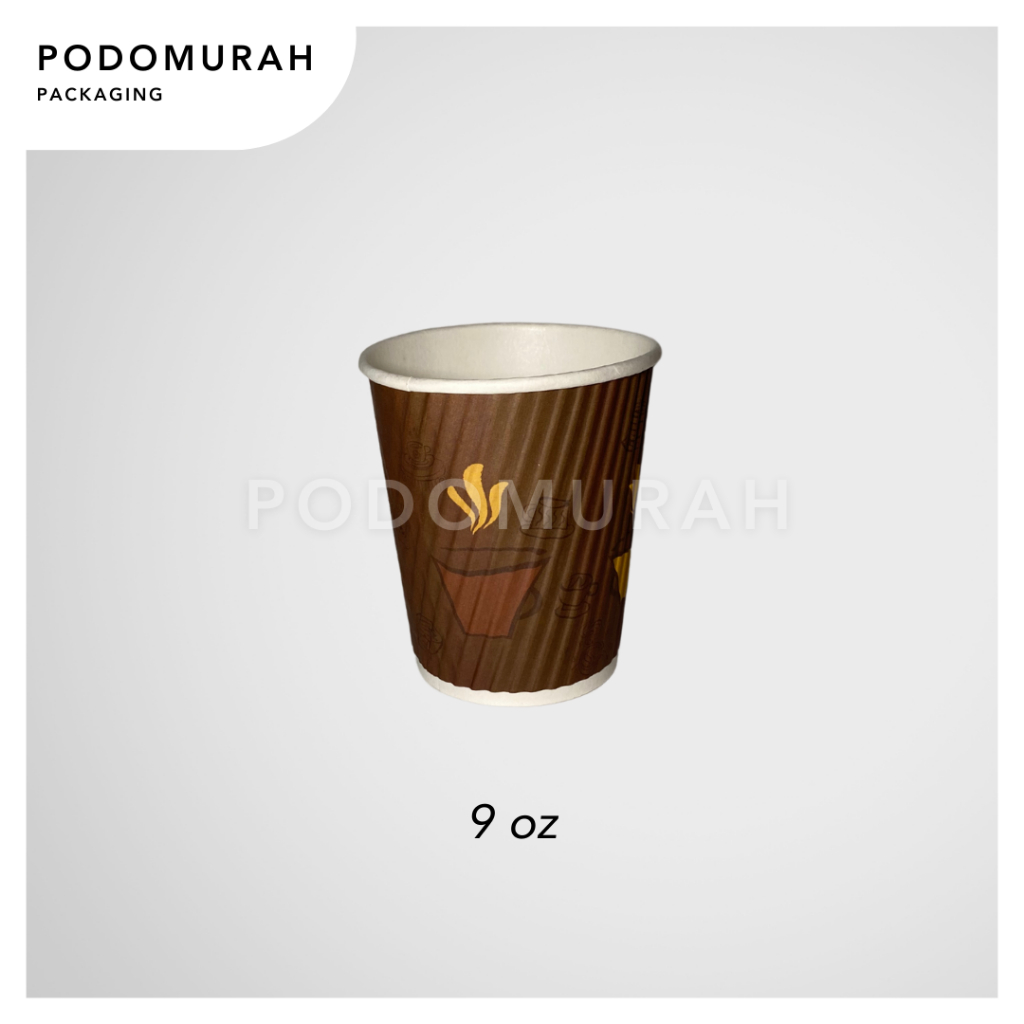 Papercup Motif uk 9 oz (isi 25)/Gelas kertas /Gelas kopi /Cup kertas /Hot Paper Cup Tebal Gerigi