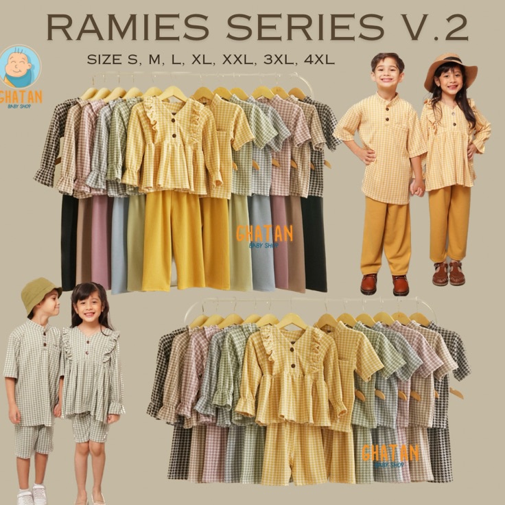 Bisa Cod  Tobeli Kids Ramies Set V1  V2 Anak Perempuan Dan Lakilaki  Baju Lebaran Anak