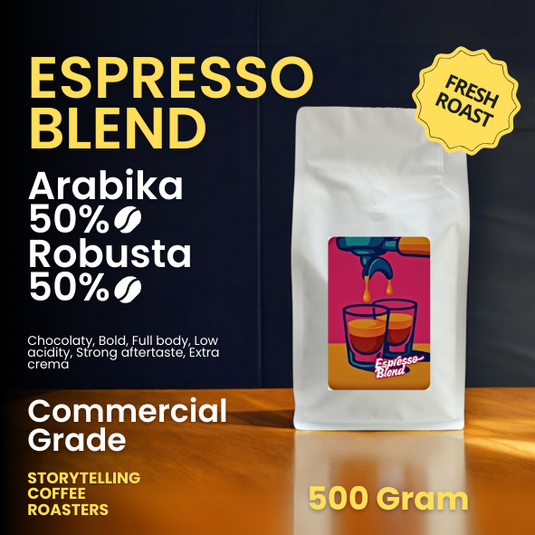 

Kopi Blend 50 : 50 Arabika Robusta 500 gram Medium fresh Roast Cocok Espresso Kopi Susu dan Tubruk