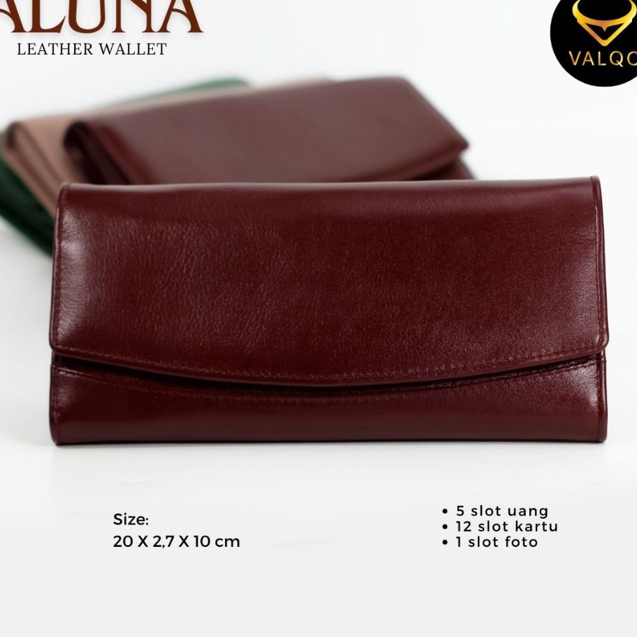 COD  VALQO ALUNA Dompet kulit Kulit Sapi Dompet Wanita perempuan Dompet Panjang Dompet Kartu
