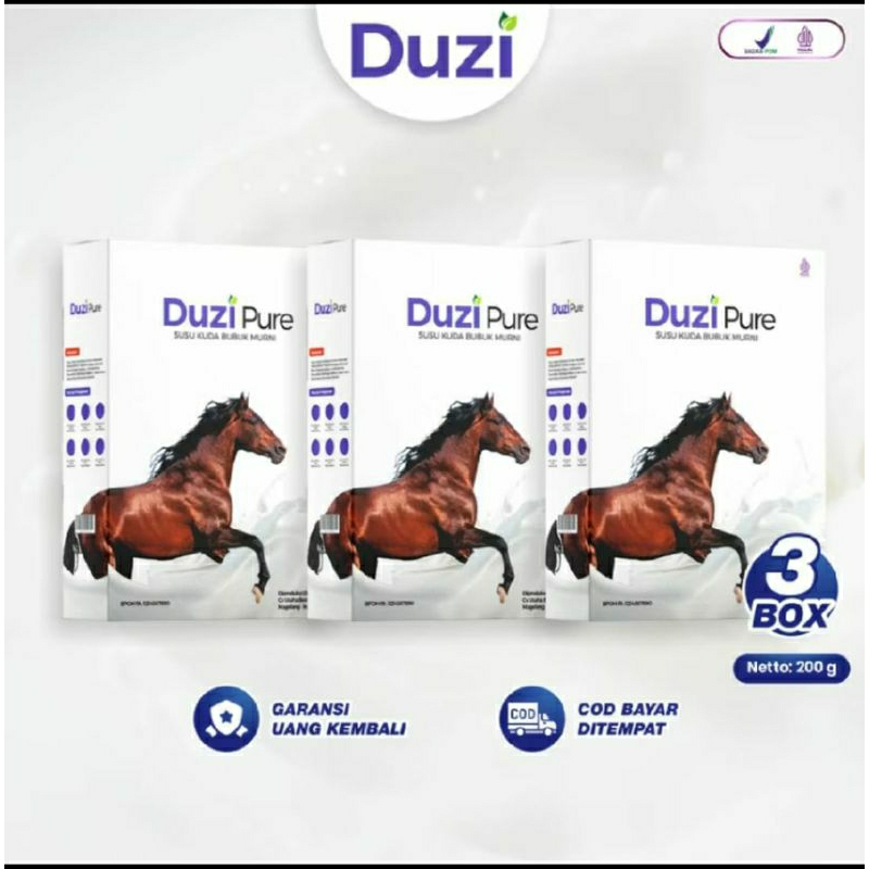 

{ PAKET 3 BOX } Duzi Pure Official Store Asli - Susu Bubuk Murni Kuda Lombok - DuziPure 100% Original BPOM Isi 200gram.