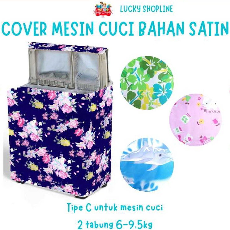 BIG SALE Tipe C 2 Tabung Cover Mesin Cuci Bahan satin
