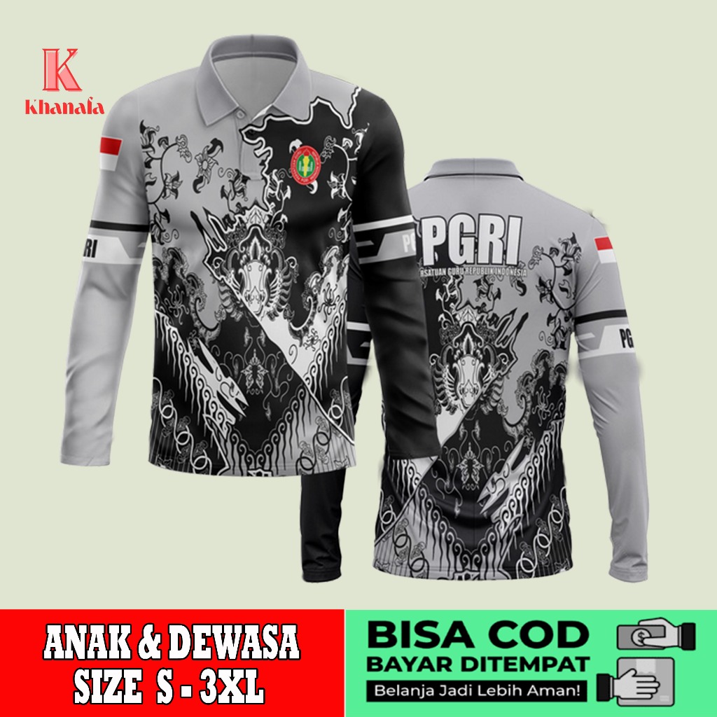 Kaos Polo | Baju pgri | Kaos Polo Batik PGRI | Baju Guru Batik PGRI | Kaos Polo Motif Batik PGRI Ful