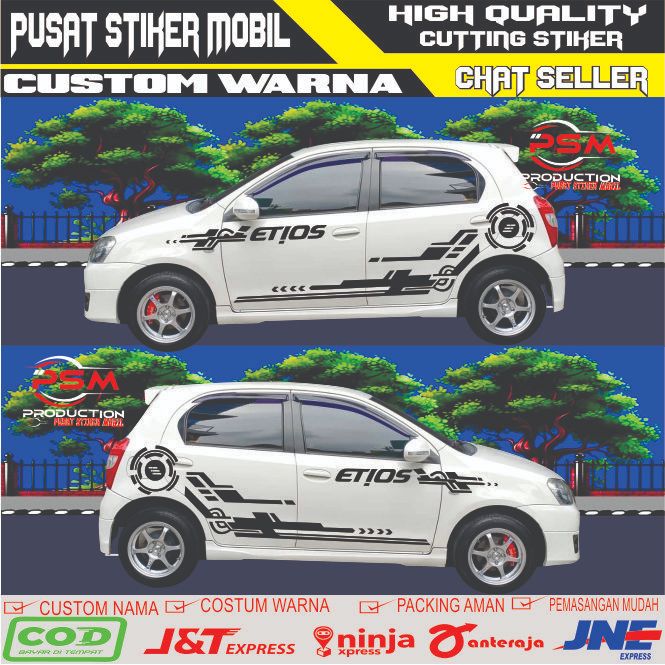 NEW STICKER STIKER ETIOS VALCO CUTTING STICKER MOBIL TOYOTA ETIOS VALCO