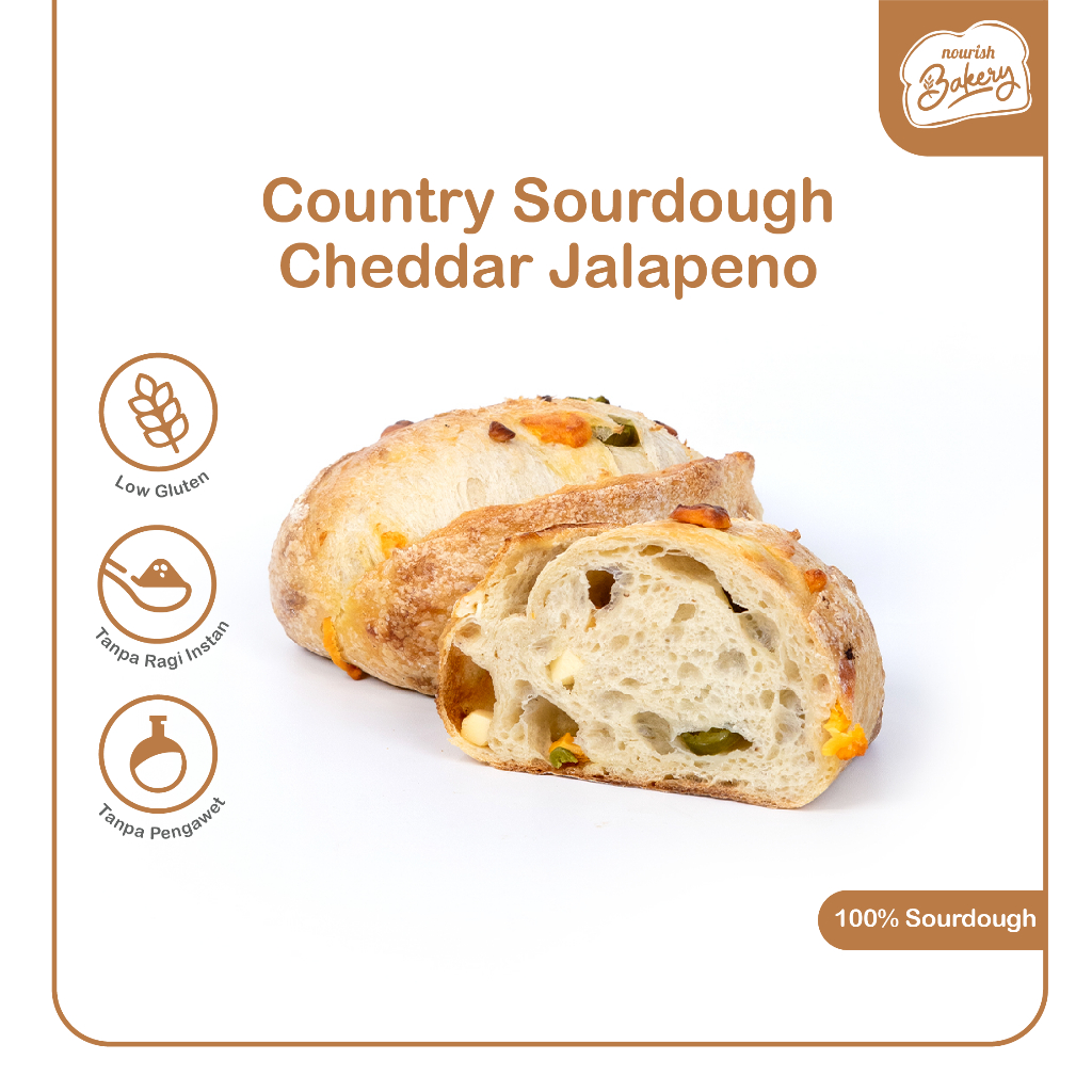 

Country Cheddar & Jalapeno - 100% Sourdough Country Bread Long Fermentation 600gr - SLICE