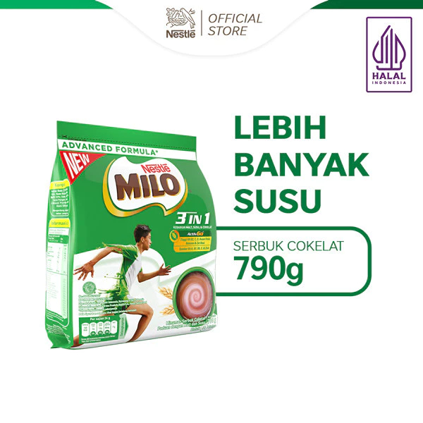 

Milo 3in1 Activ-Go Susu Coklat Rendah Gula 790g