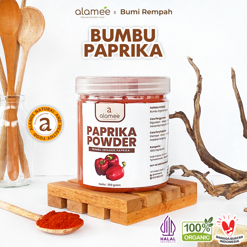 

ALAMEE Paprika Bubuk Seasoning Powder Ground Bumbu Dapur Instan Organik Murni Tanpa Campuran 250g