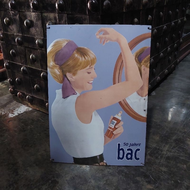 Papan Iklan Enamel Bac Spray Edisi Terbatas Spesial 2002 Lawas Jadul Tua