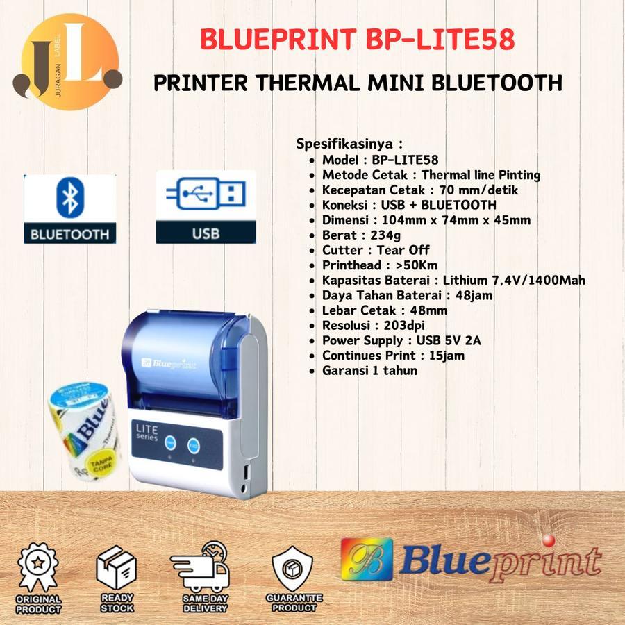 BLUEPRINT Printer Thermal BP-LITE58 Portable Bluetooth LITE-58 LITE 58