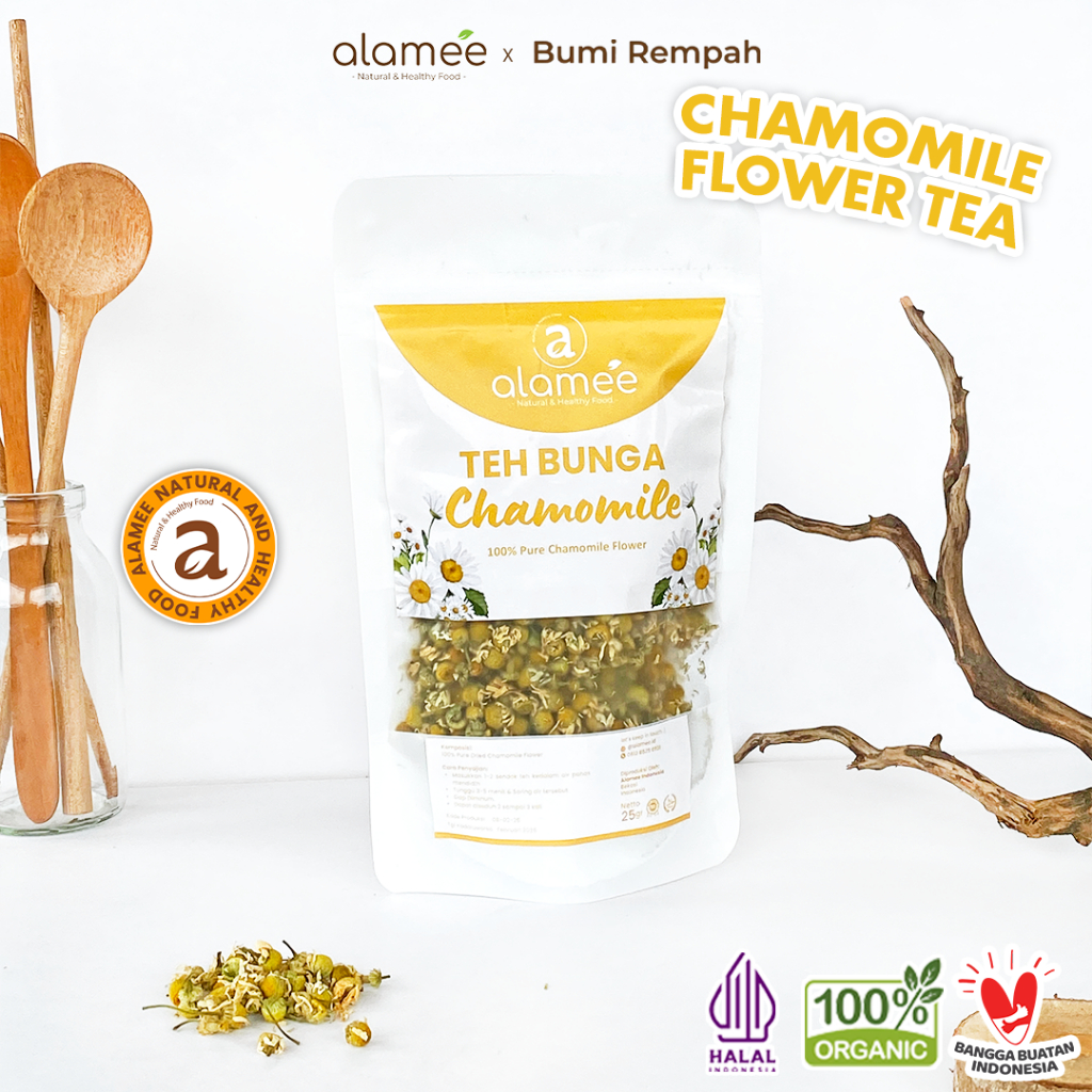 

ALAMEE Chamomile Tea Teh Bunga Camomile Flower Bunga Kamomile Dried Flower Organik Siap Minum 25gr