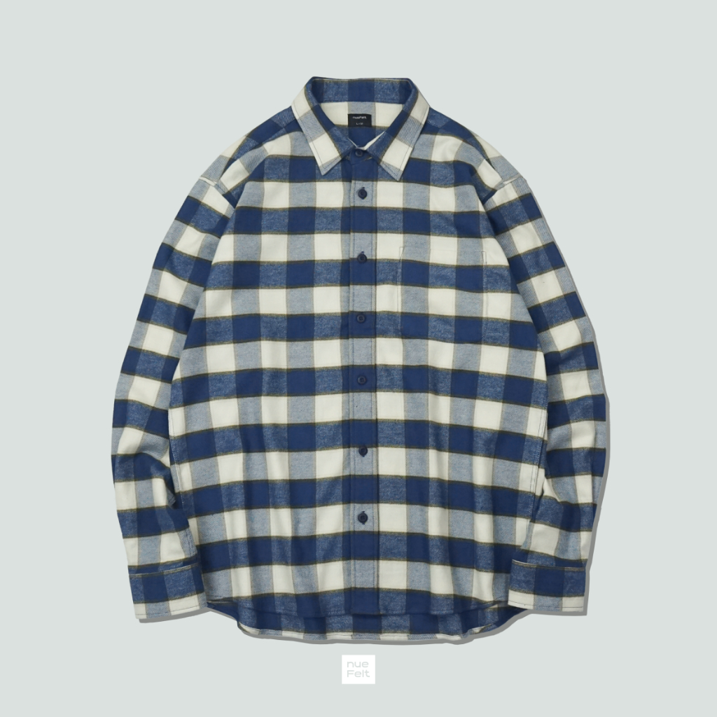 NUEFELT Kemeja Flanel Pria Lengan Panjang Napoli