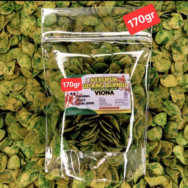 

KERUPUK UDANG BUMBU VIONA KHAS KOTABARU KALSEL JERUK PURUT GURIH & RENYAH BERAT 175 GR