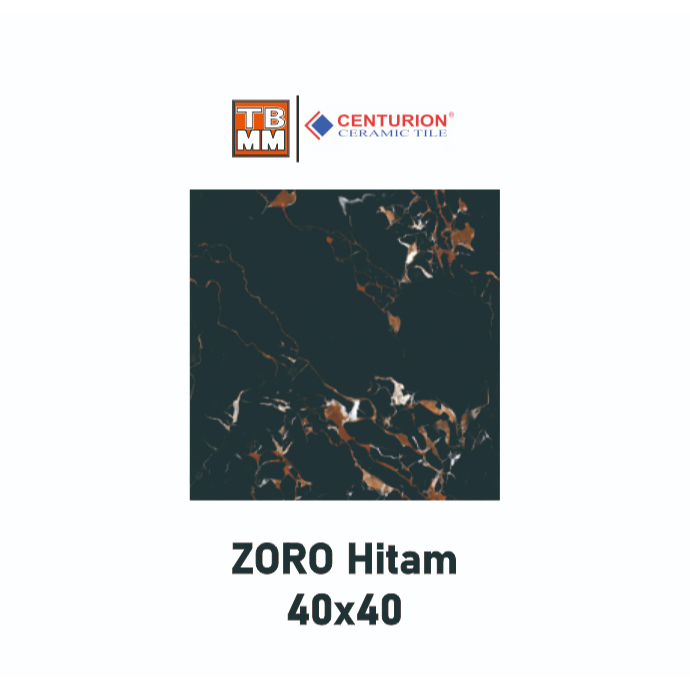 Keramik Lantai 40x40 Hitam Motif Marmer Centurion Zoro