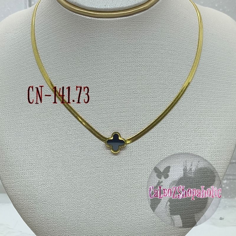 Kalung Four Clover Hitam Tali Tebal CN-141.73