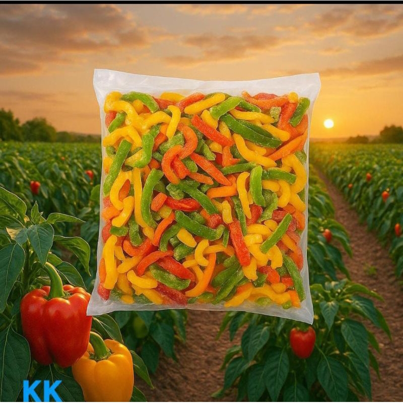 

FROZEN PAPRIKA SLICED/ mix paprika sliced frozen 1kg/ pepper frozen sliced/ paprika merah paprika kuning paprika hijau potong