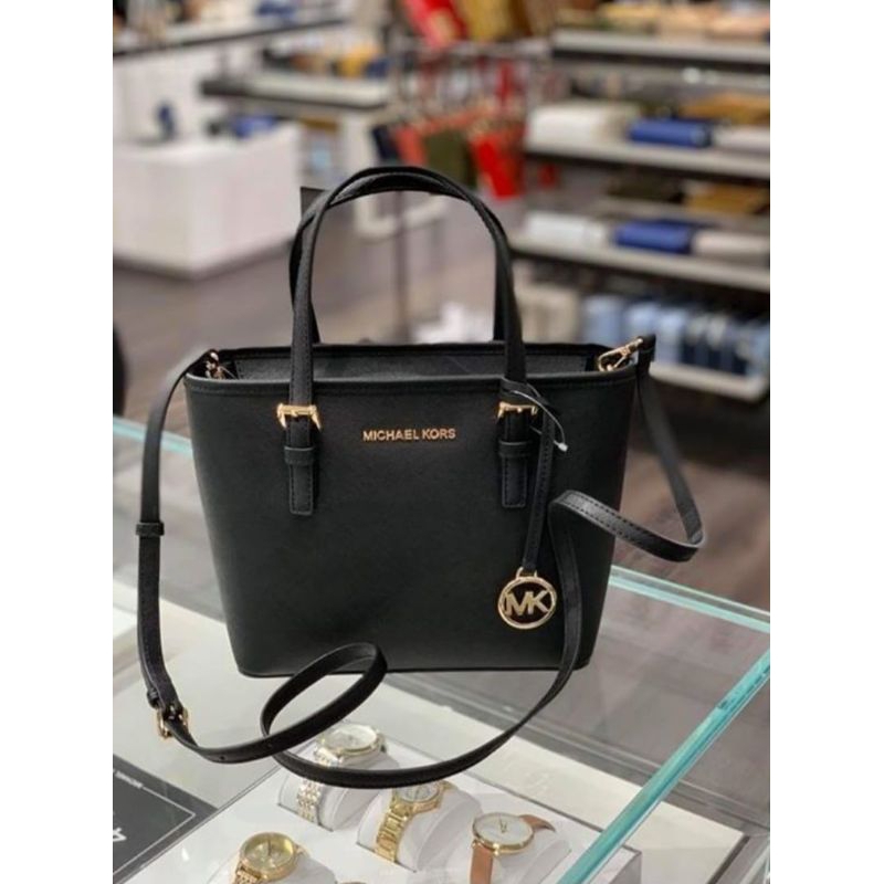 MK Jet Set Travel Extra-Small Logo Top-Zip Tote Bag Black k