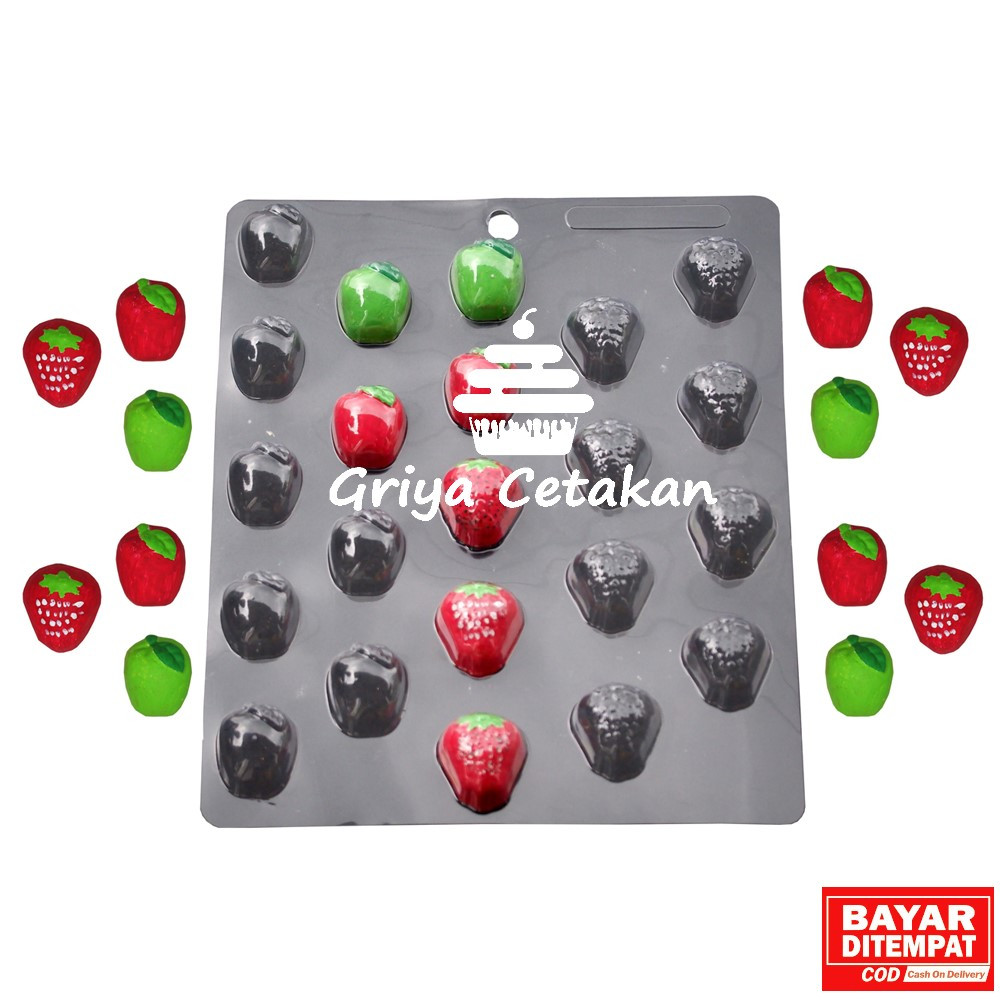 GC Cetakan Coklat Cokelat Buah Strawberry Tomat 22 Cav  Dekorasi Hias Kue Cake Plastik