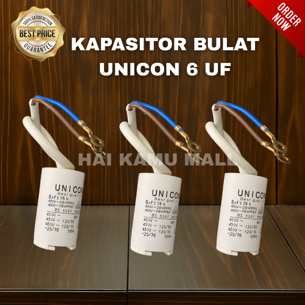 Kapasitor Bulat Mesin Cuci / Pompa Air Unicon 6 UF
