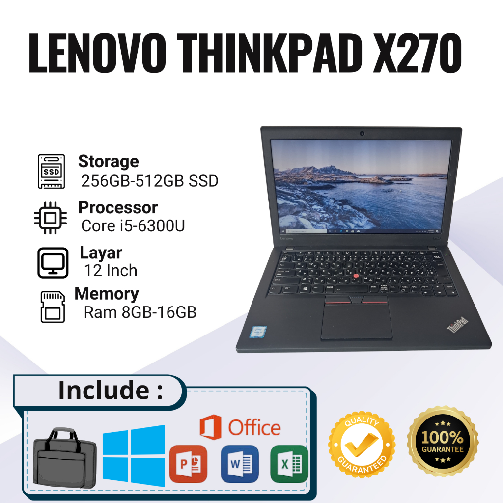 Laptop Lenovo Thinkpad X270 i7Gen7 l X270 i5Gen7 l X270 i7Gen6 l X270 i5Gen6 l X260 i7Gen6 l X260 i5