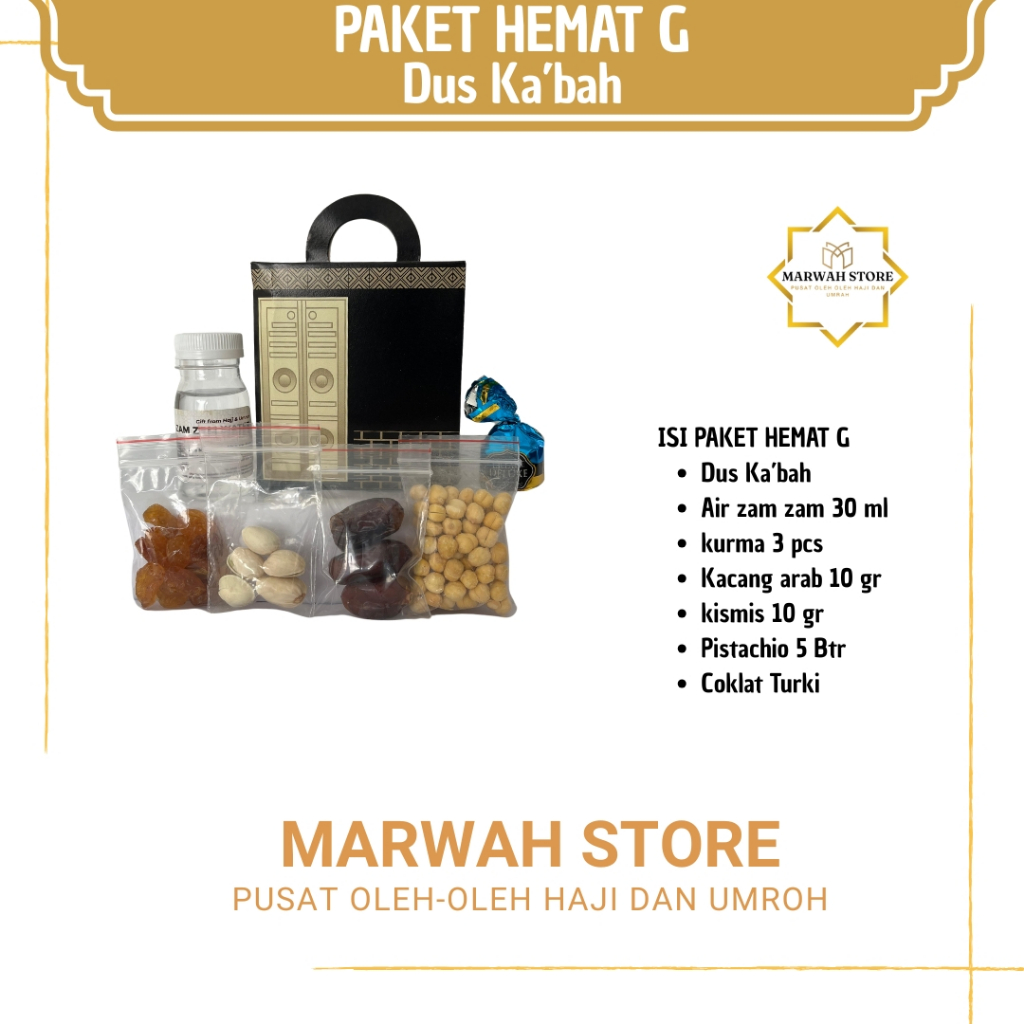 

Oleh-oleh Haji dan Umroh Paket Hemat G Dus Ka'bah Lengkap Air Zamzam