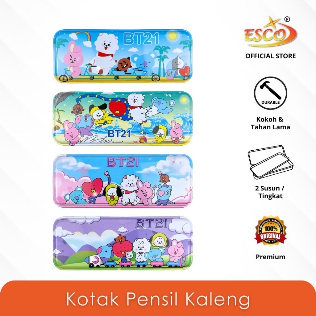 

Esco Kotak Pensil Kaleng 2 Tingkat BT21 / Tempat Pensil Pena Fancy BT21 / Metal Pencil Case AD-121