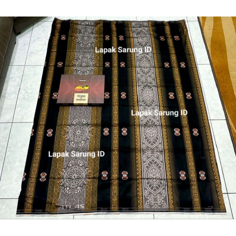 Sarung ATLAS Premium 790 Jacquard Songket Hitam Kuning