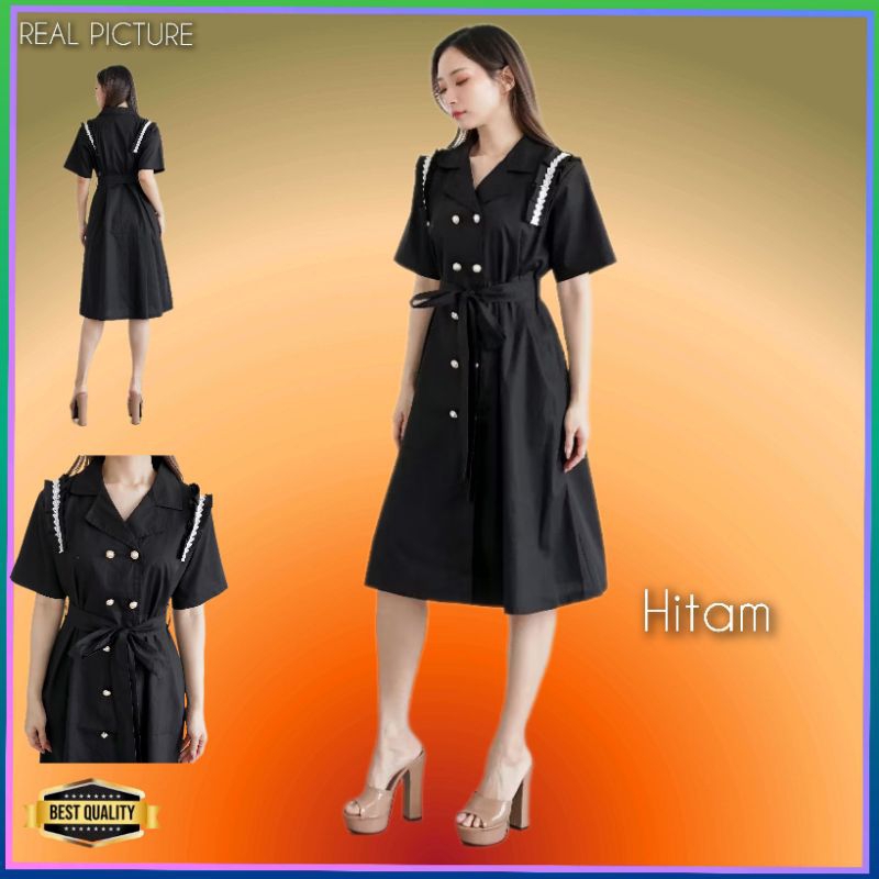 Dress Pesta Wanita Nangxie Gaun Korea Kondangan Elegan Kekinian Hitam