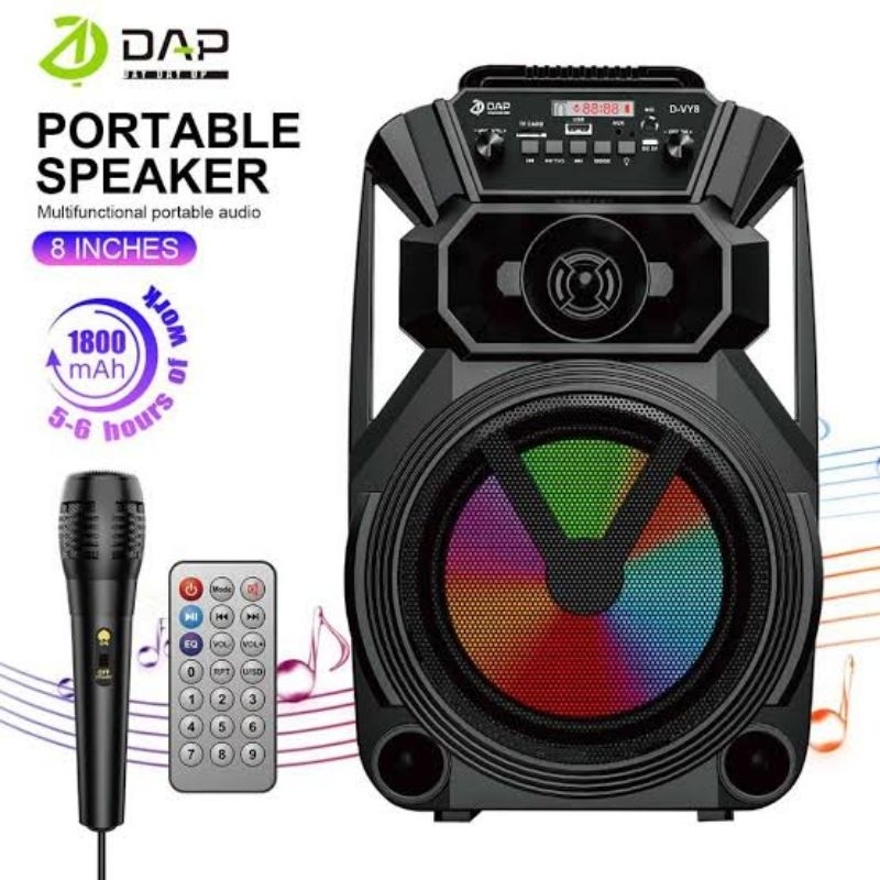 Speaker Bluetooth D-VY8 Karaoke Free Mic - 8 Inchi Super Bass Speaker Aktif Wireless