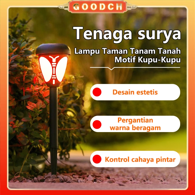GOODCH Lampu Taman LED Tenaga Surya Bentuk Kupu-Kupu, Lampu Rumput Outdoor Tahan Air, Lampu Atmosfer