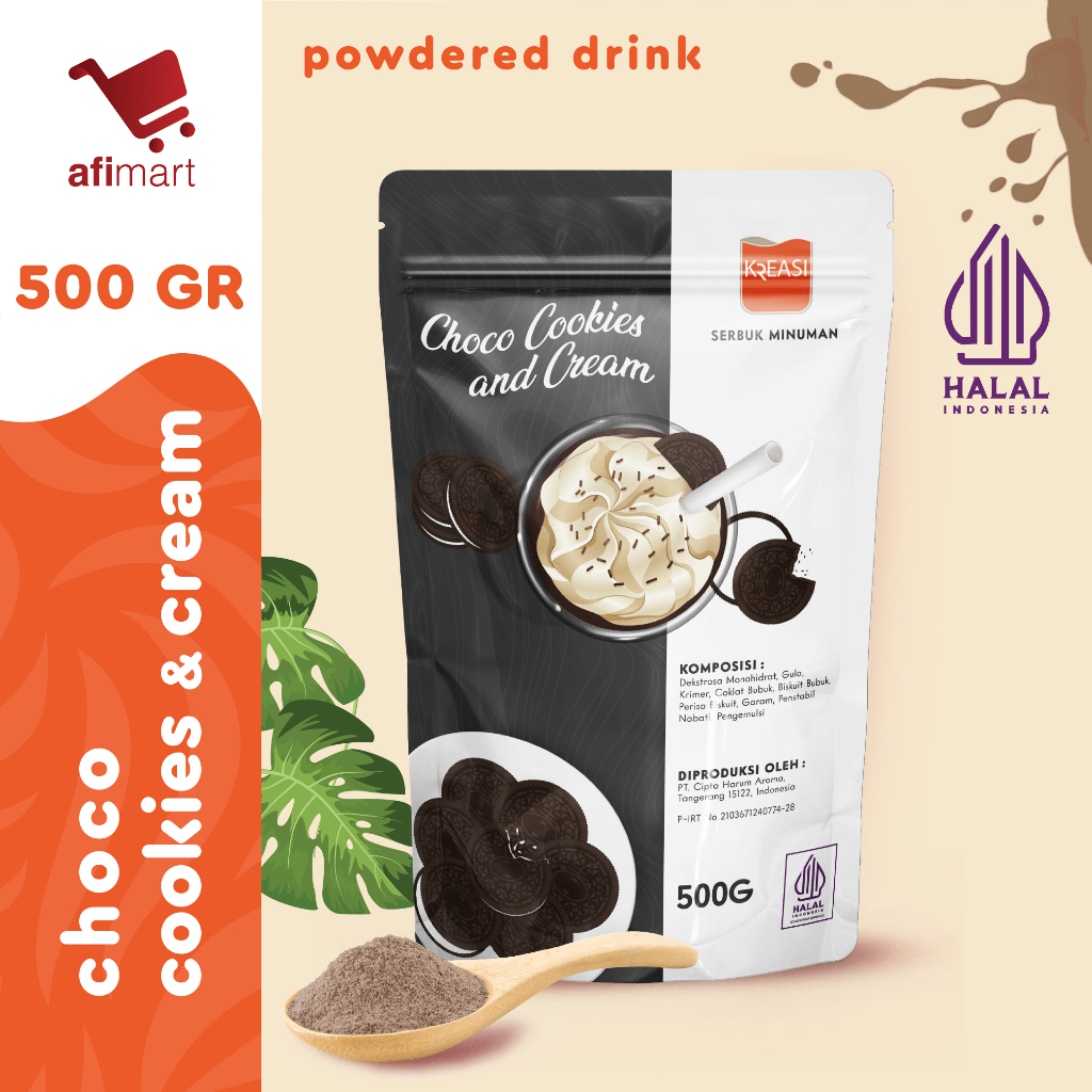 

Kreasi Bubuk Choco Cookies and Cream Powder 500gr / Minuman bubuk Choco Cookies and Cream
